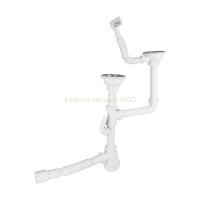 Сифон подвійний для кухонної мийки Lidz (WHI) 60 05 M003 00 з відводом для пральної машини (вихід 50 мм)