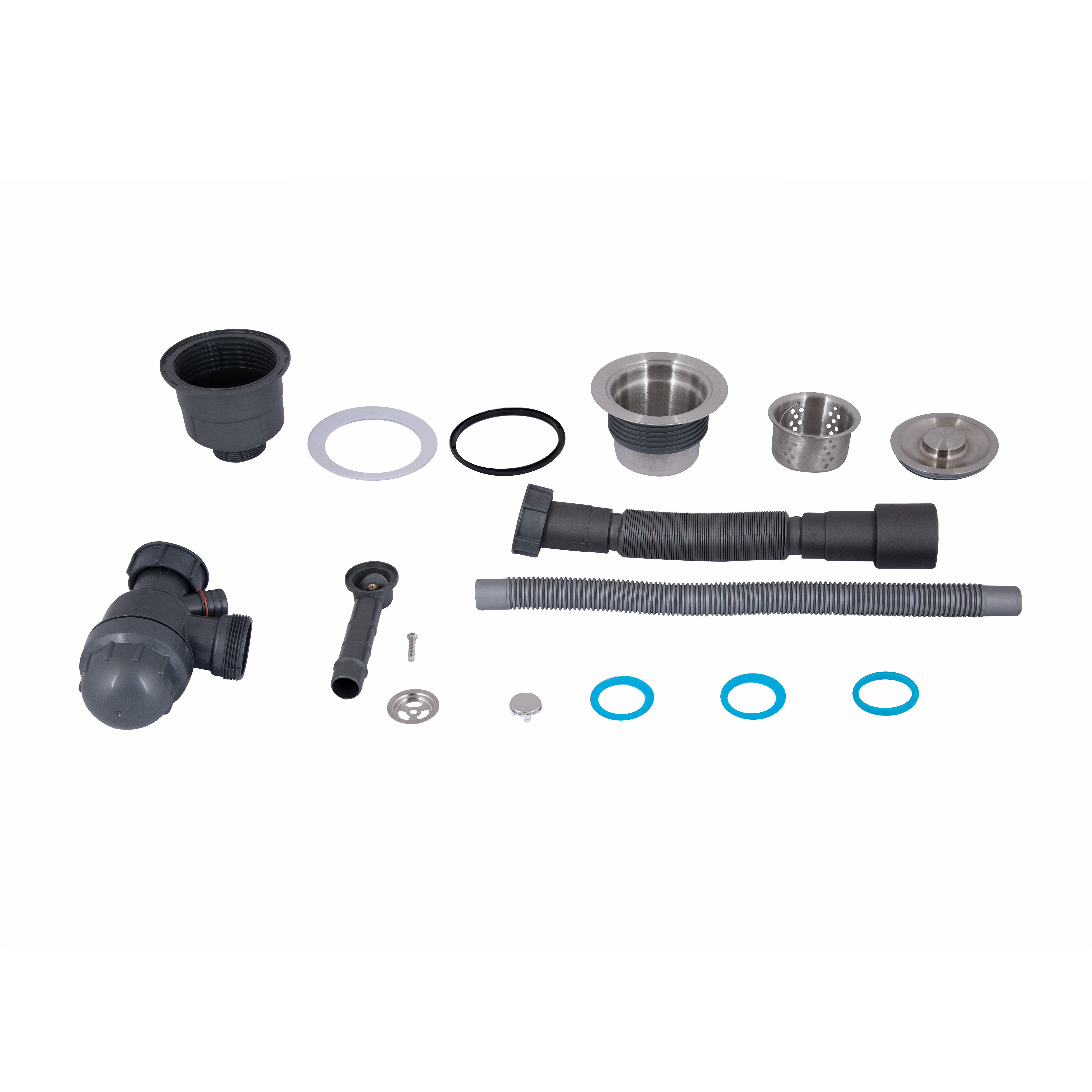 Сифон для кухонної мийки Lidz LK17, випуск 115 мм, колбовий з круглим переливом (выход гофра 40/50мм) (LDLK17SS46398)