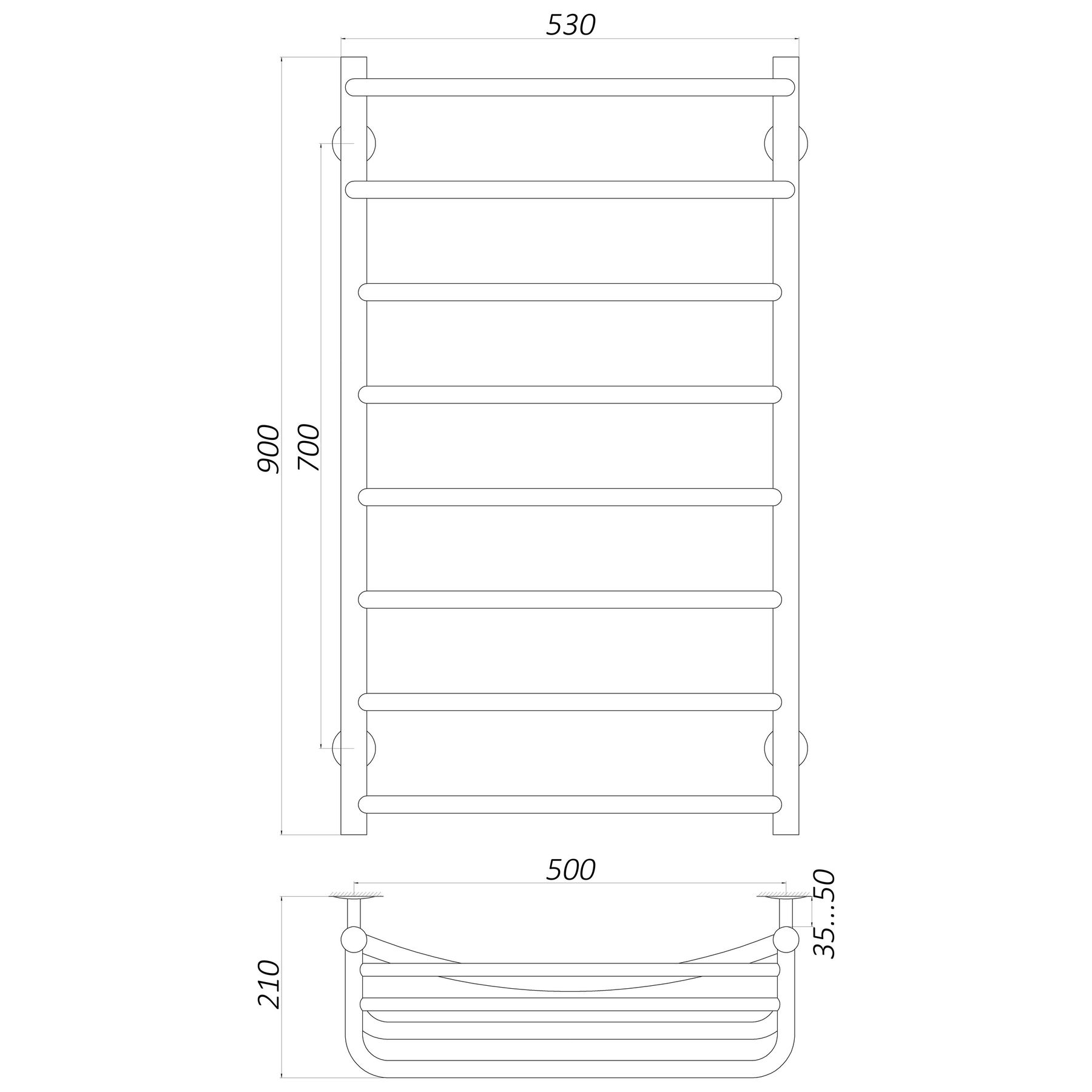 Рушникосушарка UNIO Op EL 900-500-8 Олівія з полицею електро в інтернет-магазині Yago