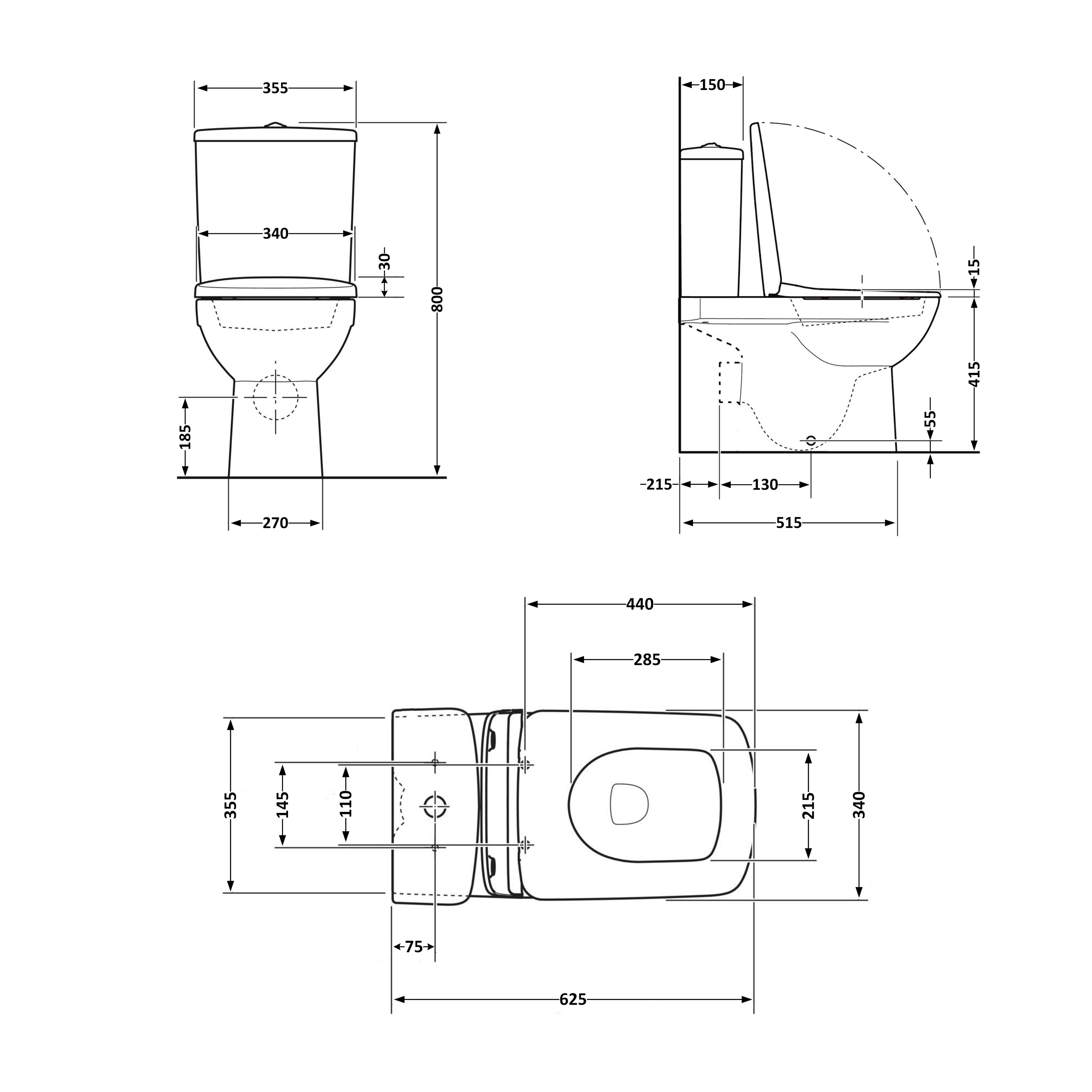Унітаз-компакт Qtap Nando безобідковий з сидінням Soft-close QT12221222AW