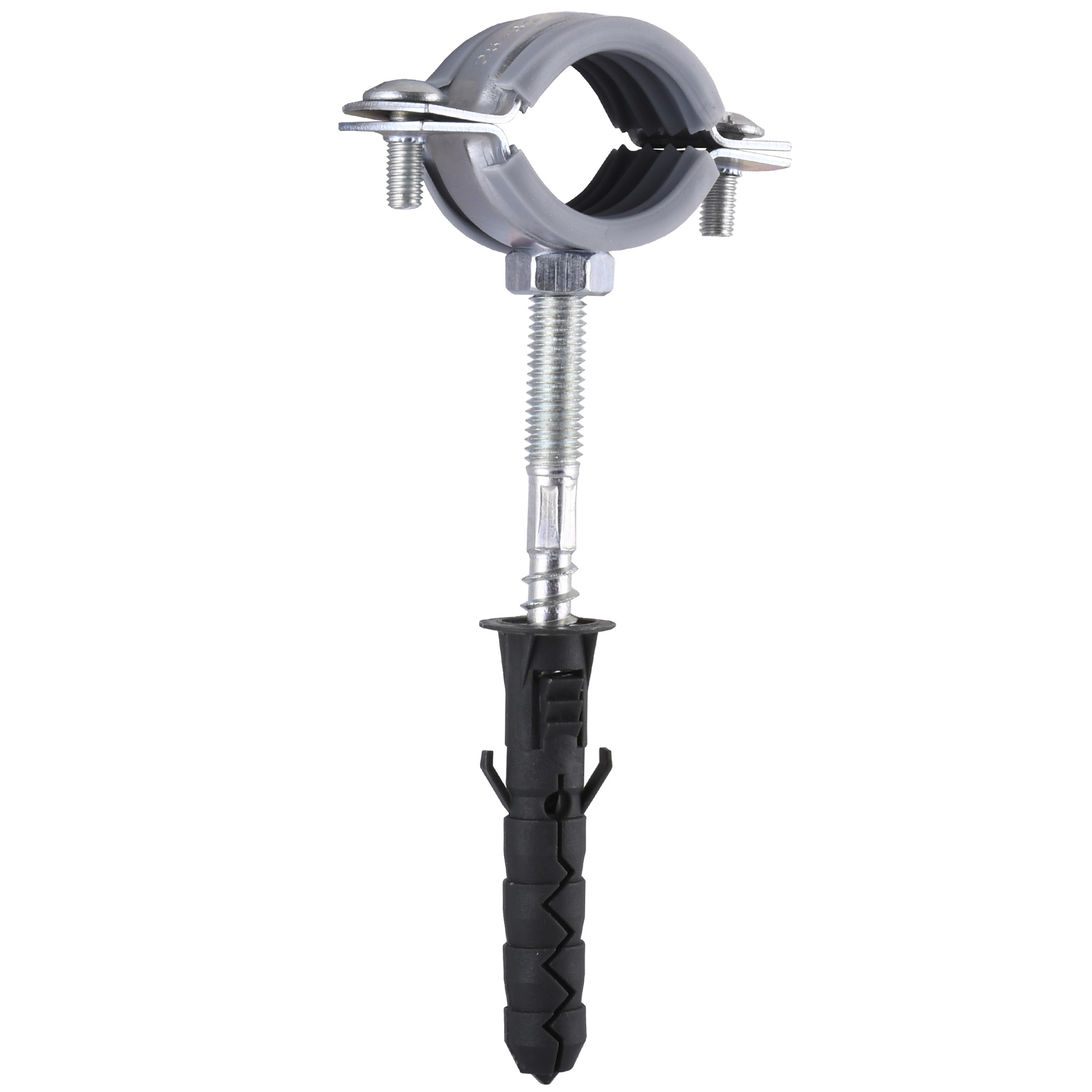 Хомут в зборi CR    3/4″ (25-30мм) з гвинтом-шурупом 8*80 та дюбелем в уп., сірий в інтернет-магазині Yago
