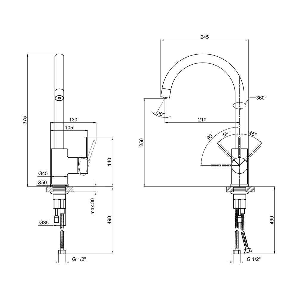 Змішувач для кухні Qtap Spring з вбудованим краном для питної води 007F-2 U