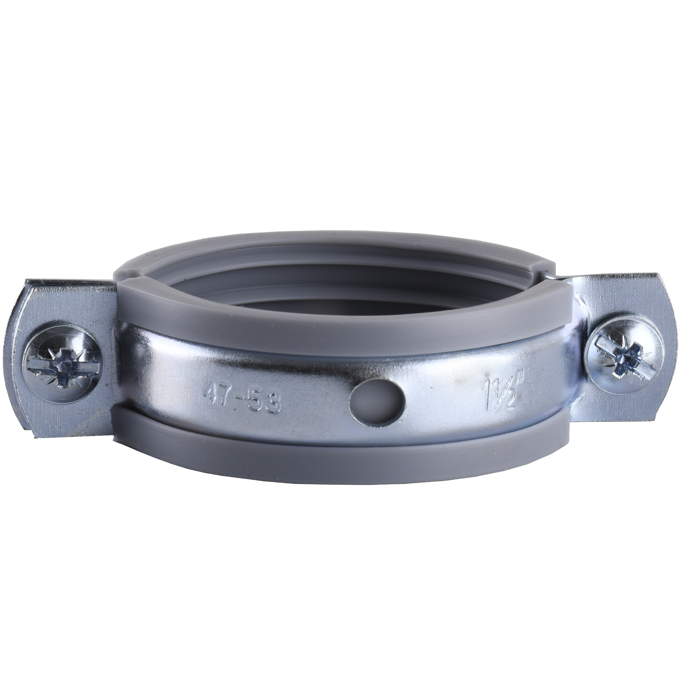 Хомут в зборi CR  1 1/2″ (47-53мм) з гвинтом-шурупом 8*100 та дюбелем в уп., сірий в інтернет-магазині Yago