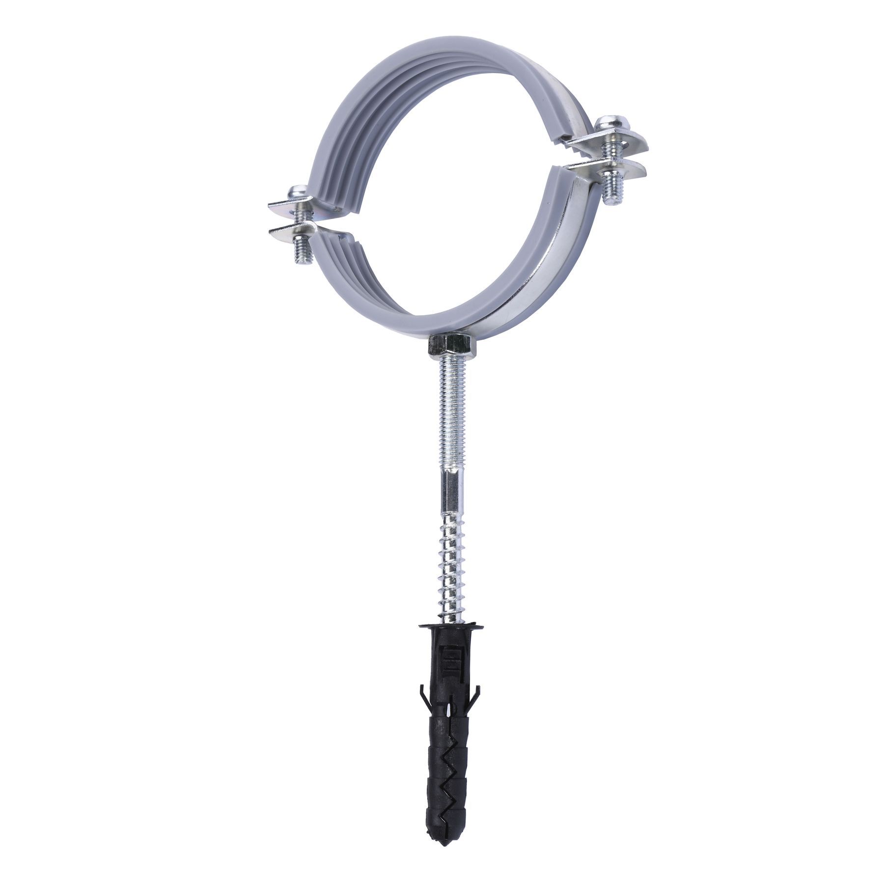 Хомут в зборi CR 2 1/2″ (70-80мм) з гвинтом-шурупом 8*100 та дюбелем в уп., сірий в інтернет-магазині Yago