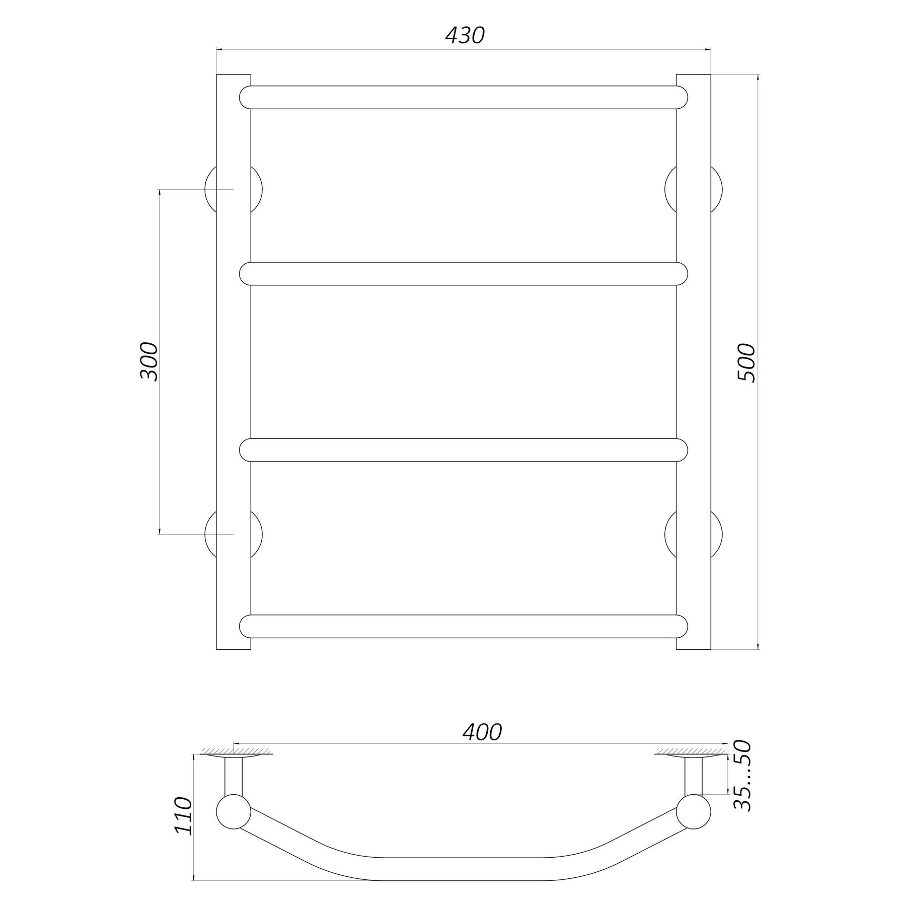 Рушникосушарка UNIO LT W 500-400-4 Драбинка Трапеція вода в інтернет-магазині Yago