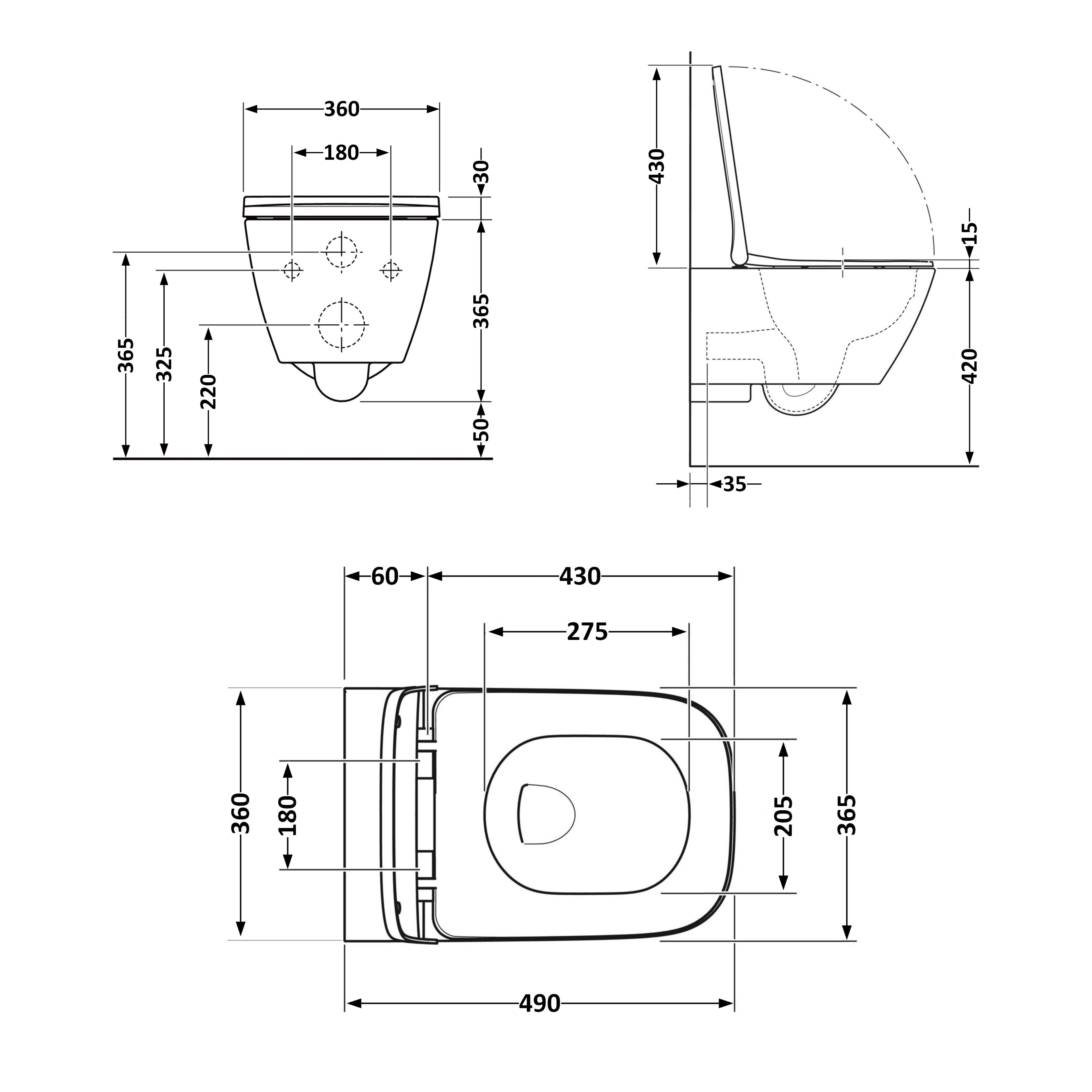 Унітаз підвісний Qtap Robin Mew безобідковий з сидінням Soft-close QT13332381АSW