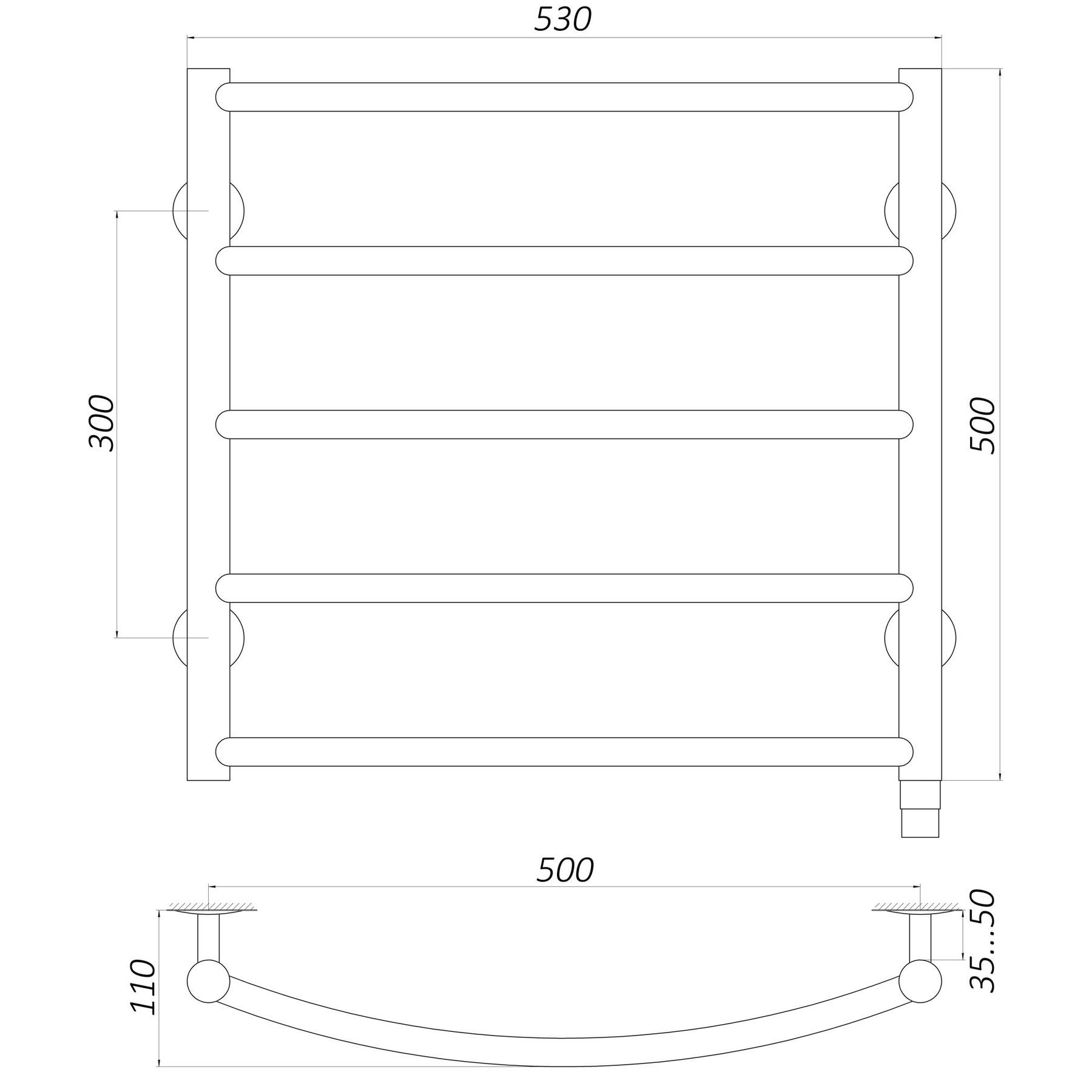 Рушникосушарка UNIO LD EL 500-500-5 BLK Драбинка Дуга електро чорна в інтернет-магазині Yago
