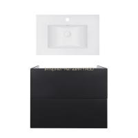 Комплект: тумба Tern підлогова 2 ящики висувних Push-to-Open, 800х580х437 мм Matt Black + раковина Albatross E Qtap