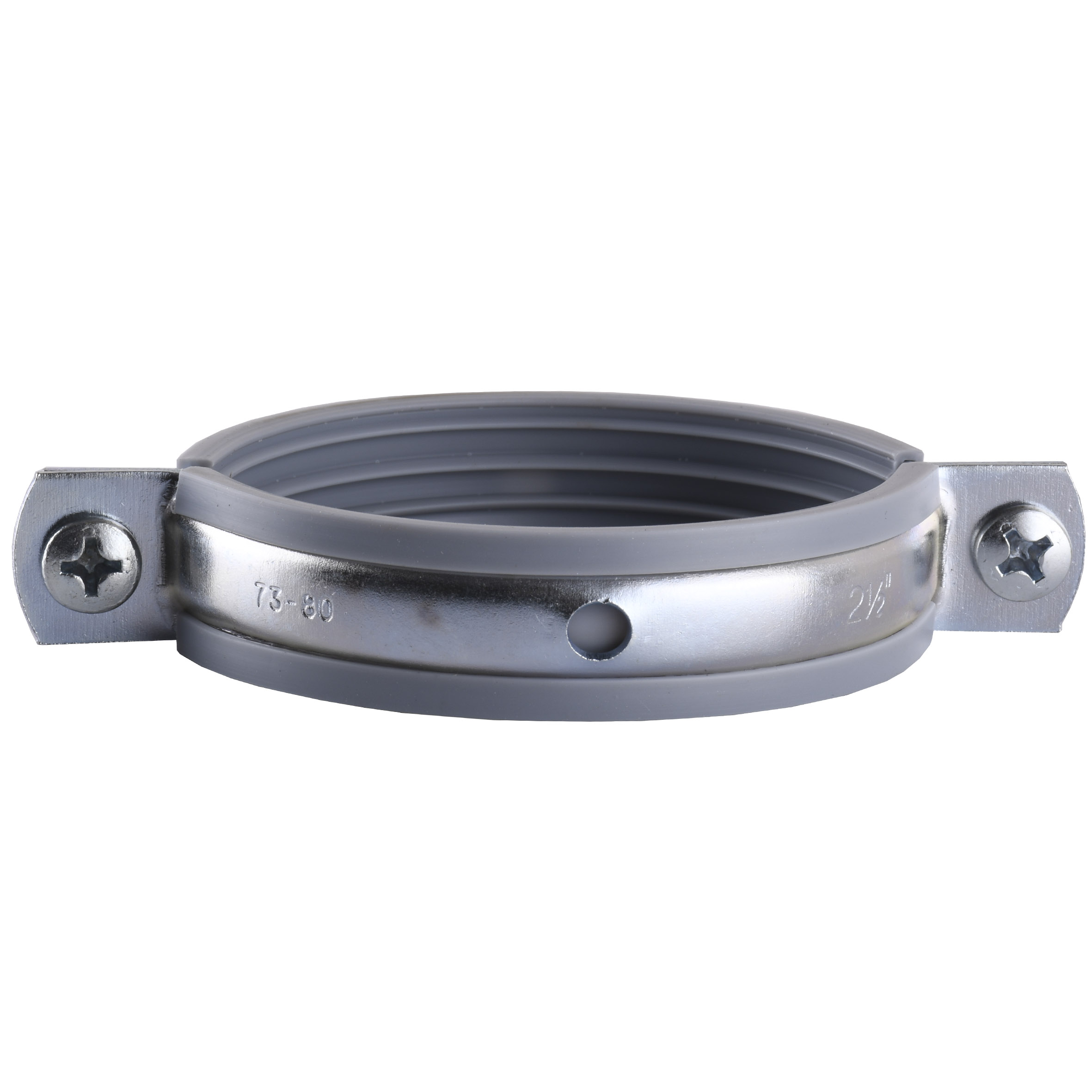 Хомут в зборi CR 2 1/2″ (70-80мм) з гвинтом-шурупом 8*100 та дюбелем в уп., сірий в інтернет-магазині Yago