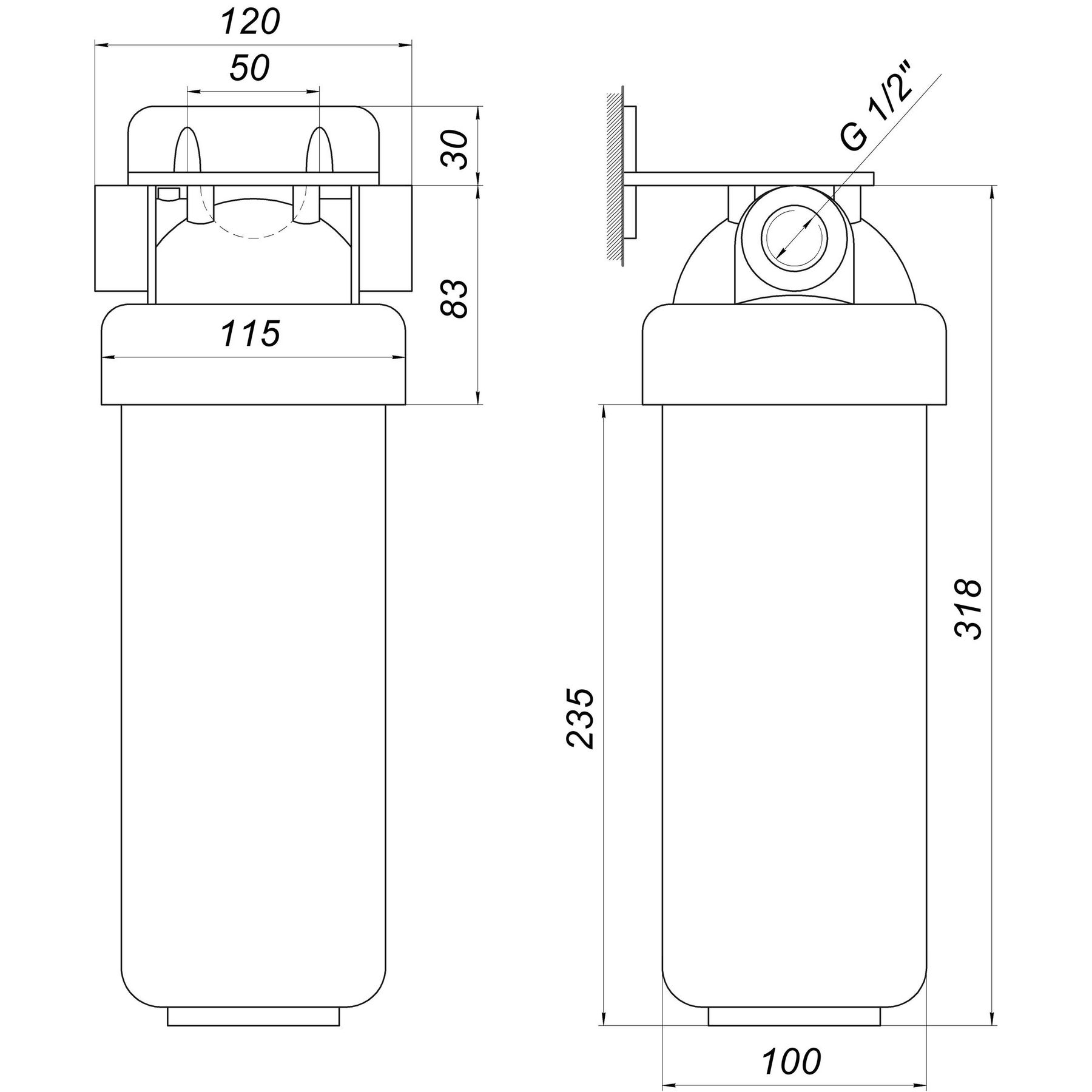 Фільтр-колба 2-х комп. + Коробка, БЕЗ картриджа OasisPro BSL2, 1/2″ в інтернет-магазині Yago