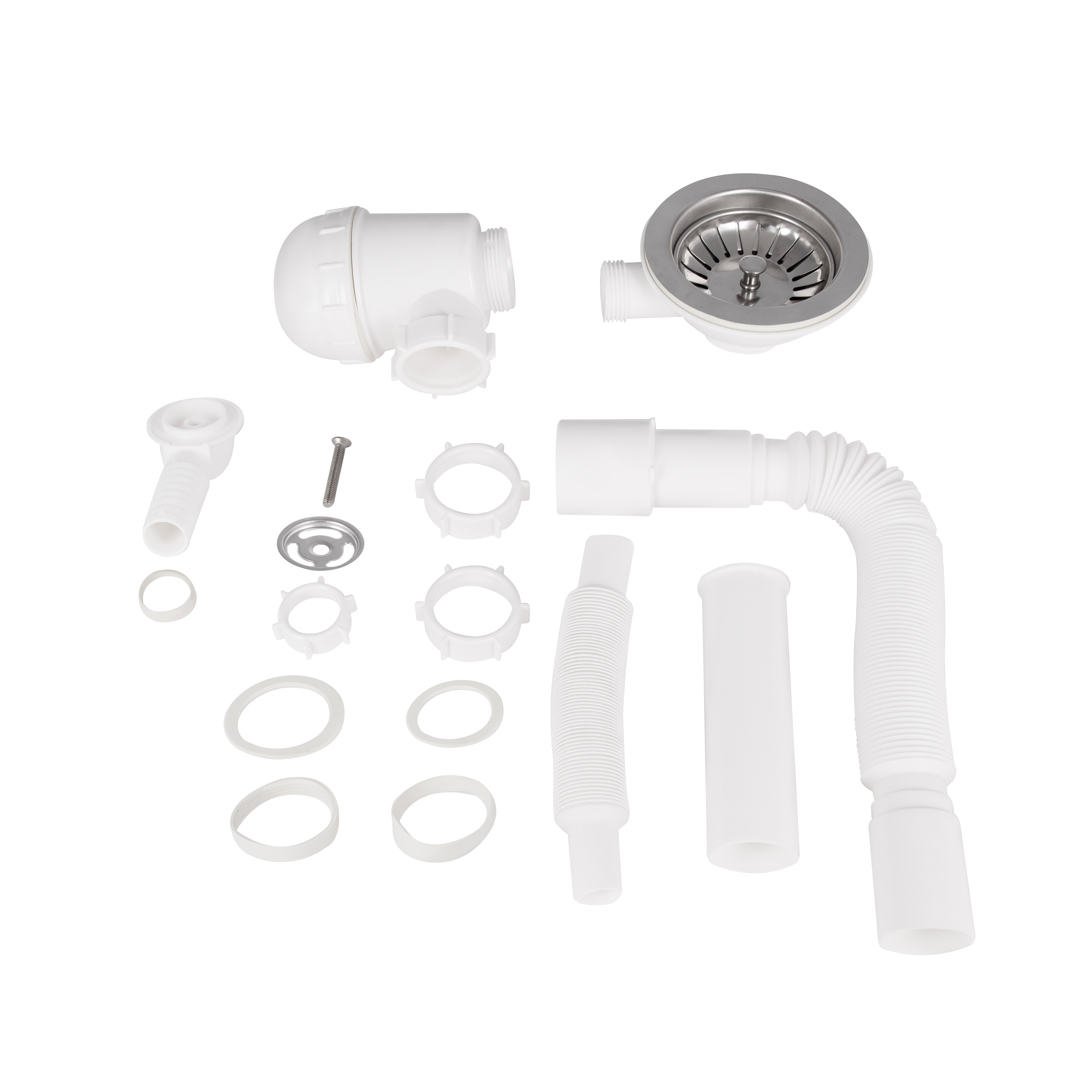 Сифон для кухонної мийки Lidz (WHI) LK14, колбовий з круглим переливом (вихід 50 мм)