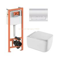 Готове рішення Qtap для ванної кімнати: підвісний унітаз Gemini Ultra Quiet + комплект інсталяції Nest 4 в 1 (лінійна клавіша Chrome)