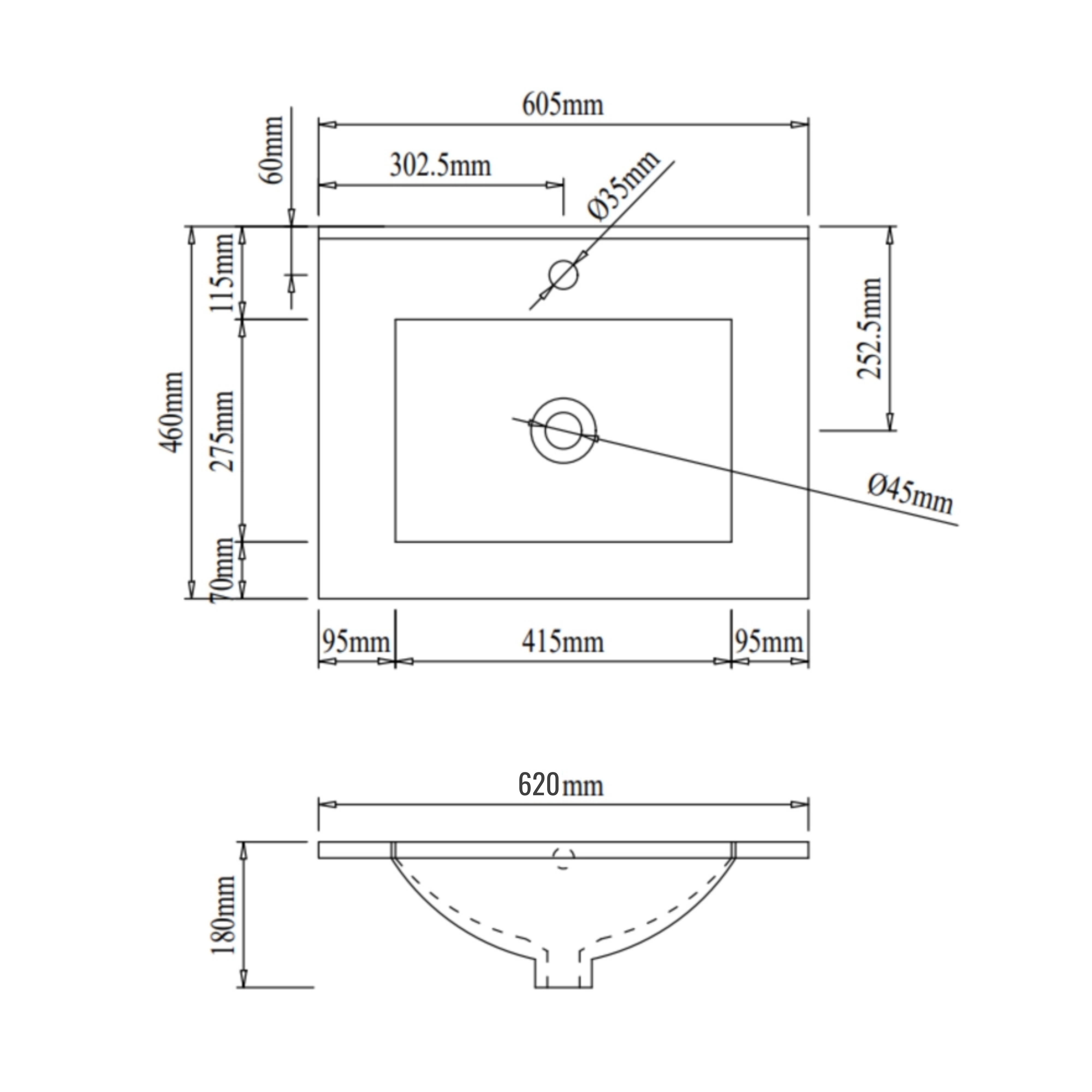 Раковина Qtap Albatross 600х460х180 White без донного клапану QT01113060CW1