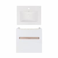 Комплект Qtap тумба підвісна Virgo 600х580х437 мм White/Whitish oak + раковина урізна Albatross New QT71V44074