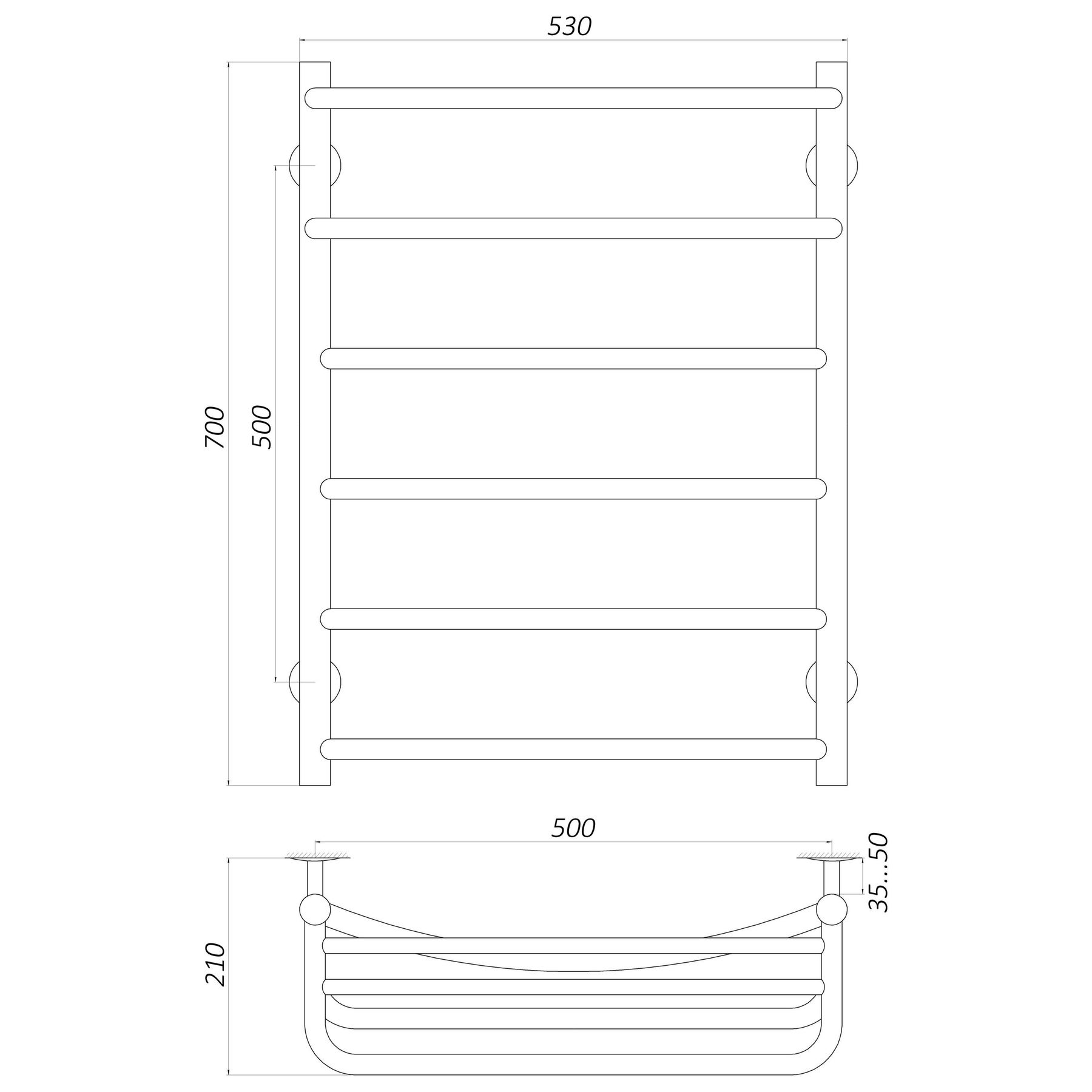 Рушникосушарка UNIO Op ER 700-500-6 Олівія з полицею електро в інтернет-магазині Yago