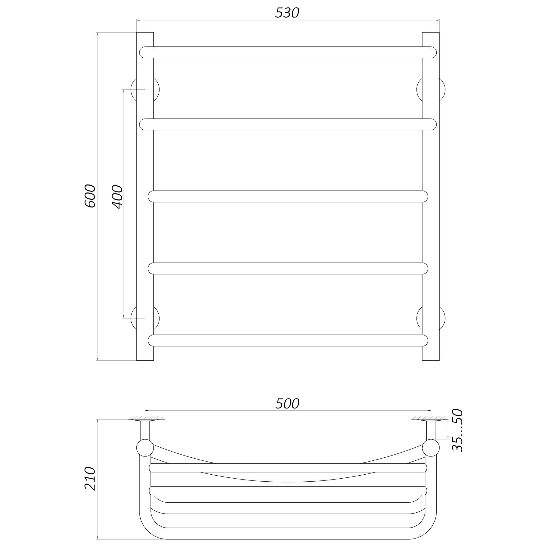 Рушникосушарка UNIO Op W 600-500-5 Олівія з полицею вода в інтернет-магазині Yago