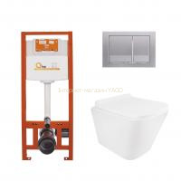 Готове рішення Qtap для ванної кімнати: підвісний унітаз Tern Ultra Quiet + комплект інсталяції Nest 4 в 1 (квадратна клавіша Satin)