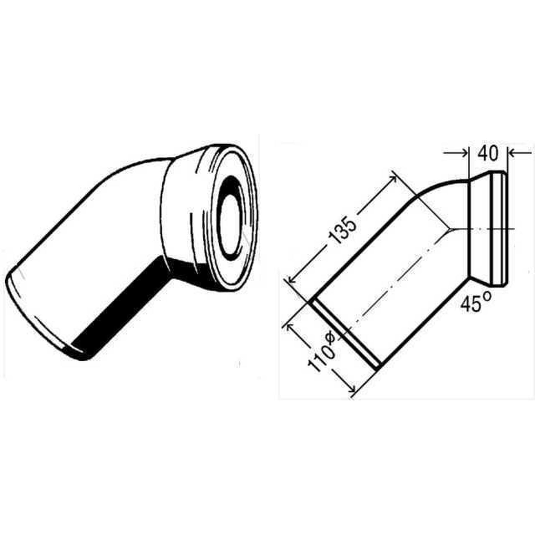 Коліно для унітазу 45° пластик Ø110 VIEGA 101718 в інтернет-магазині Yago