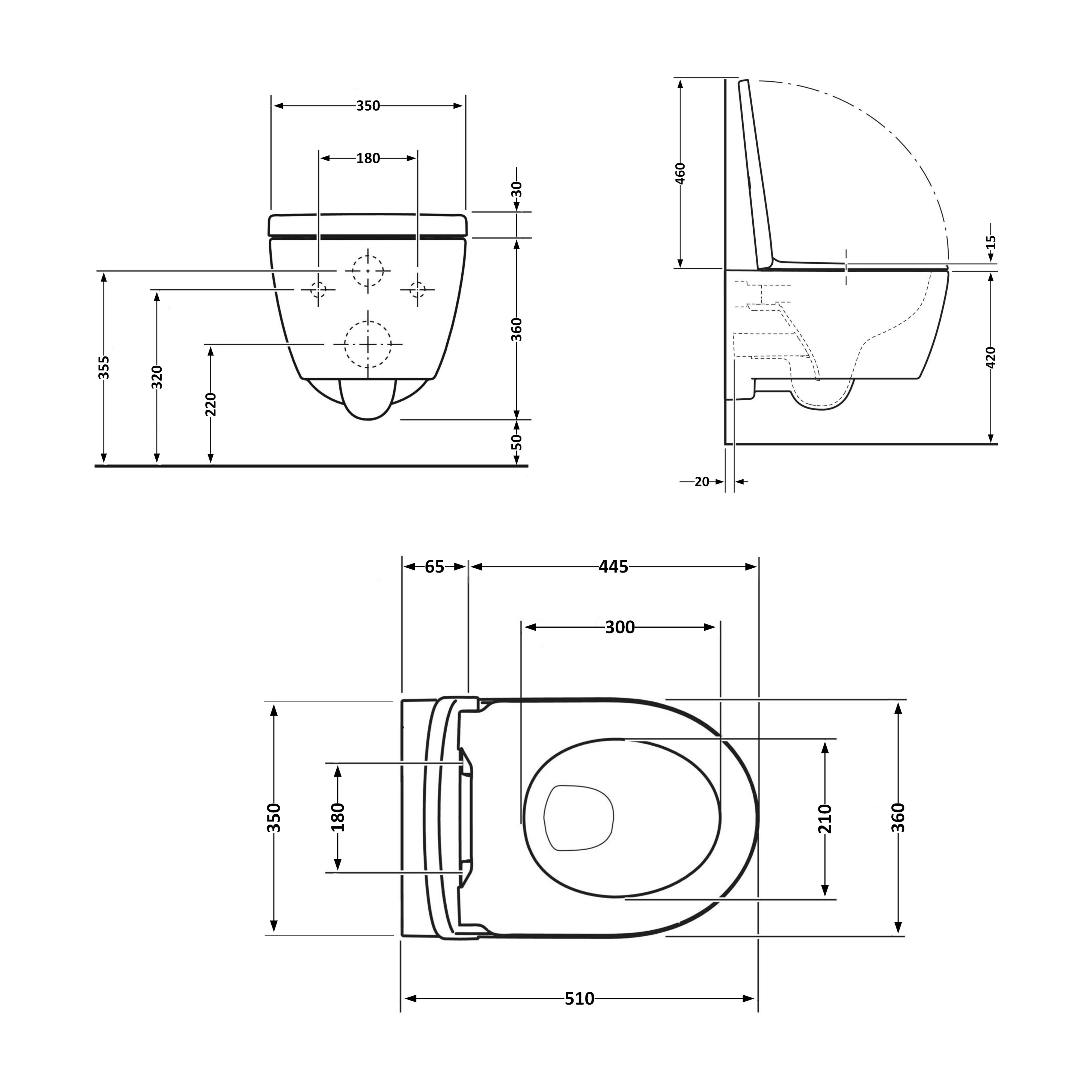 Унітаз підвісний Qtap Scorpio безободковий Ultra Quiet з сидінням Soft-close QT14332380AW