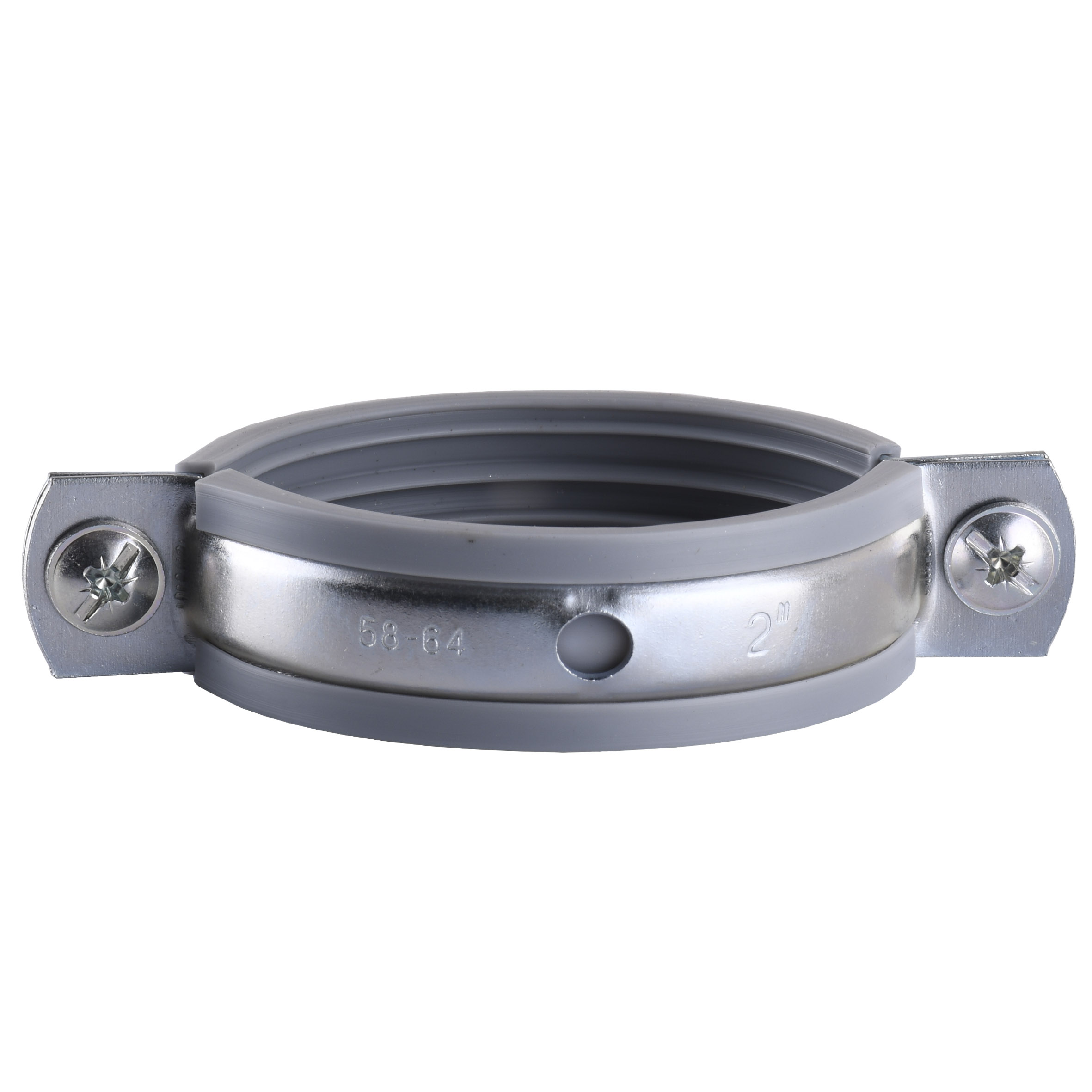 Хомут в зборi CR  2″ (59-65мм) з гвинтом-шурупом 8*100 та дюбелем в уп., сірий в інтернет-магазині Yago