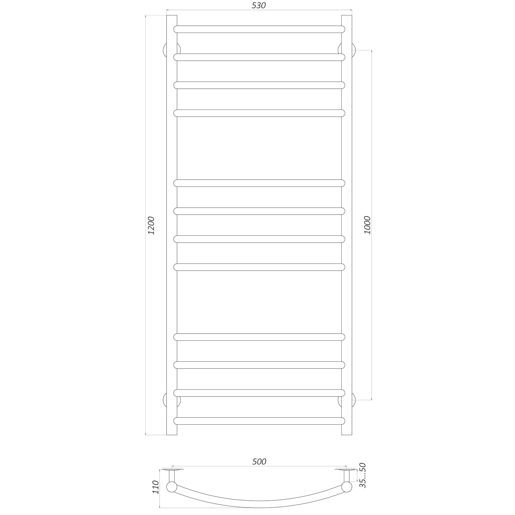 Рушникосушарка UNIO LDE W 1200-500-12 Драбинка Дуга Еліт вода в інтернет-магазині Yago