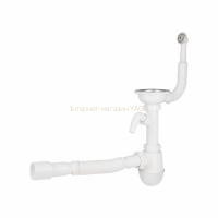 Сифон для кухонної мийки Lidz (WHI) 60 08 E001 01 ECO з круглим переливом (вихід 50 мм)