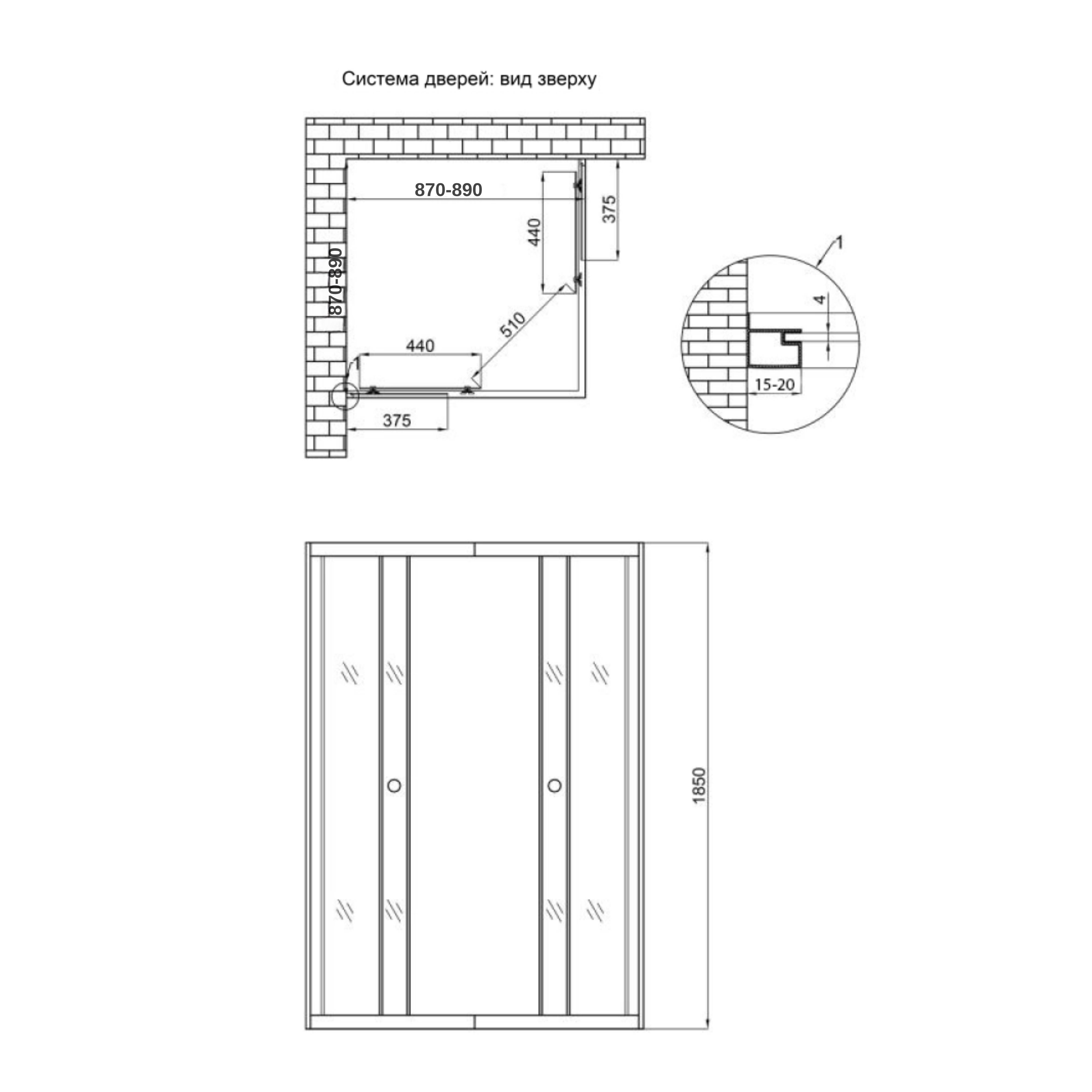 Душова кабіна Lidz Wawel SC90x90.SAT.LOW.GR, скло тоноване 4 мм без піддона