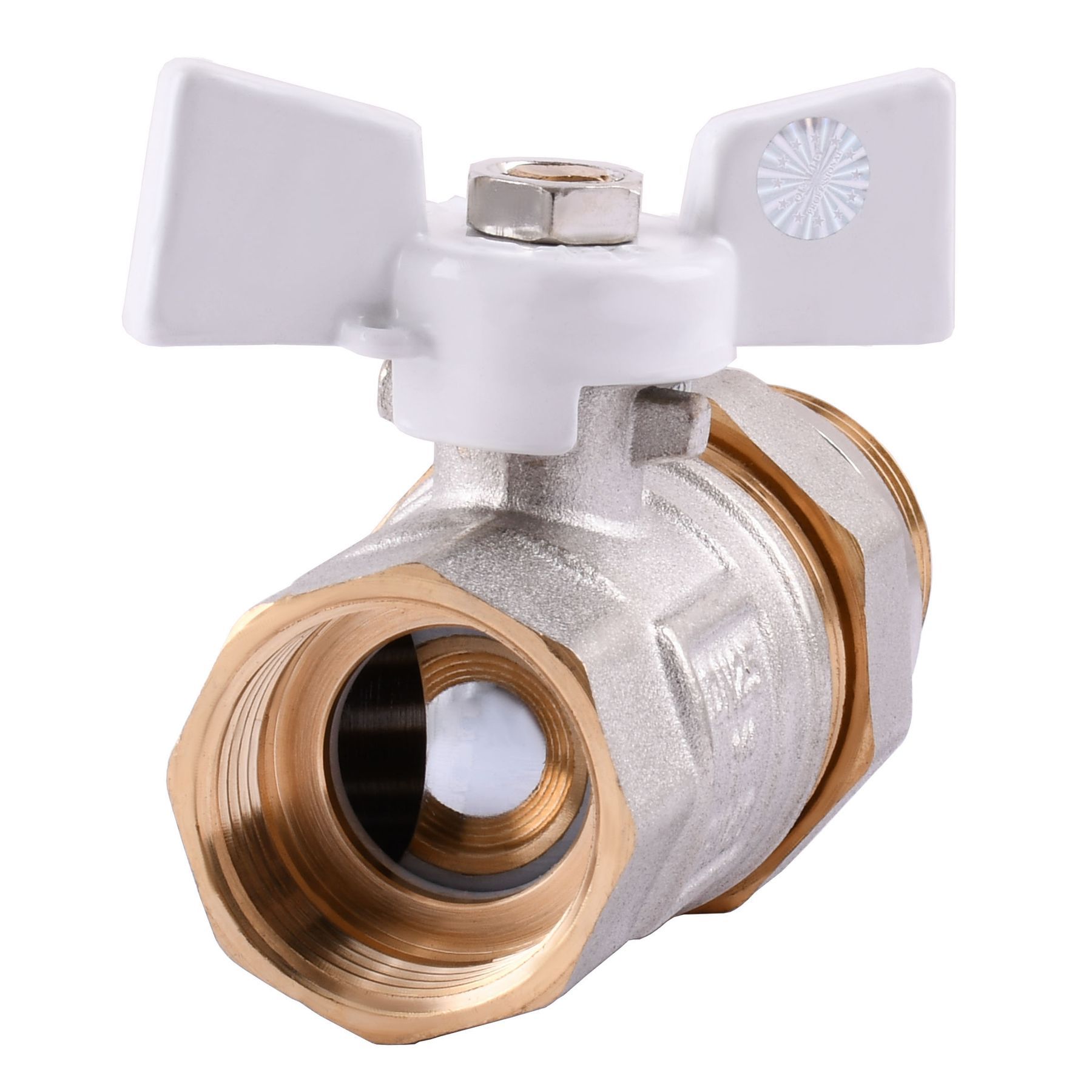 Кран кульовий з американкою Q PROFESSIONAL QP003 PN40 1″ антипротікання, Білий метелик в інтернет-магазині Yago