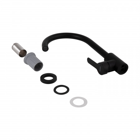 Змішувач для кухні Brinex Pure 015F U-образний  Black Matt BRIPUR015FBLM