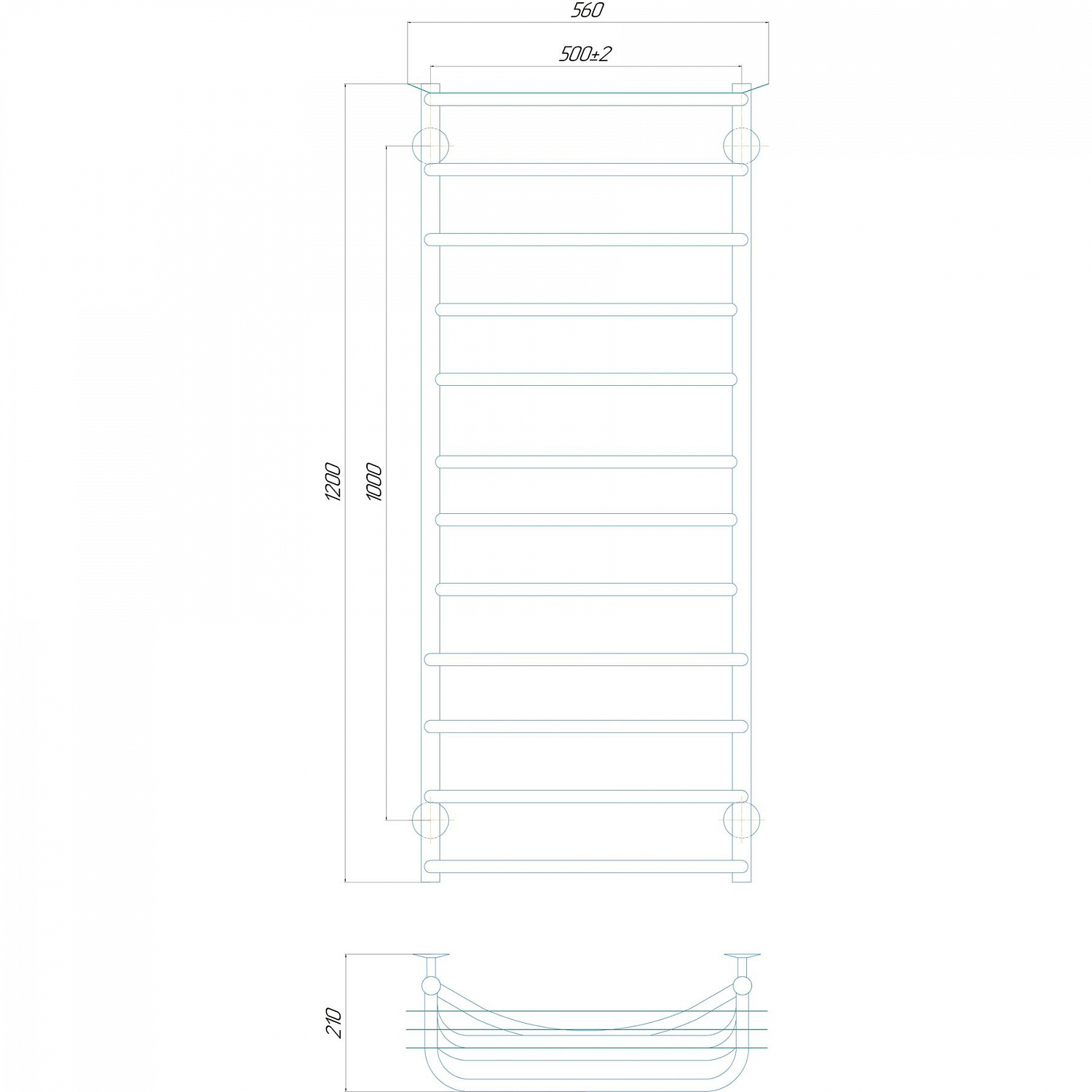 Рушникосушарка UNIO Zp W 1200-500-12 Зета з полицею вода в інтернет-магазині Yago