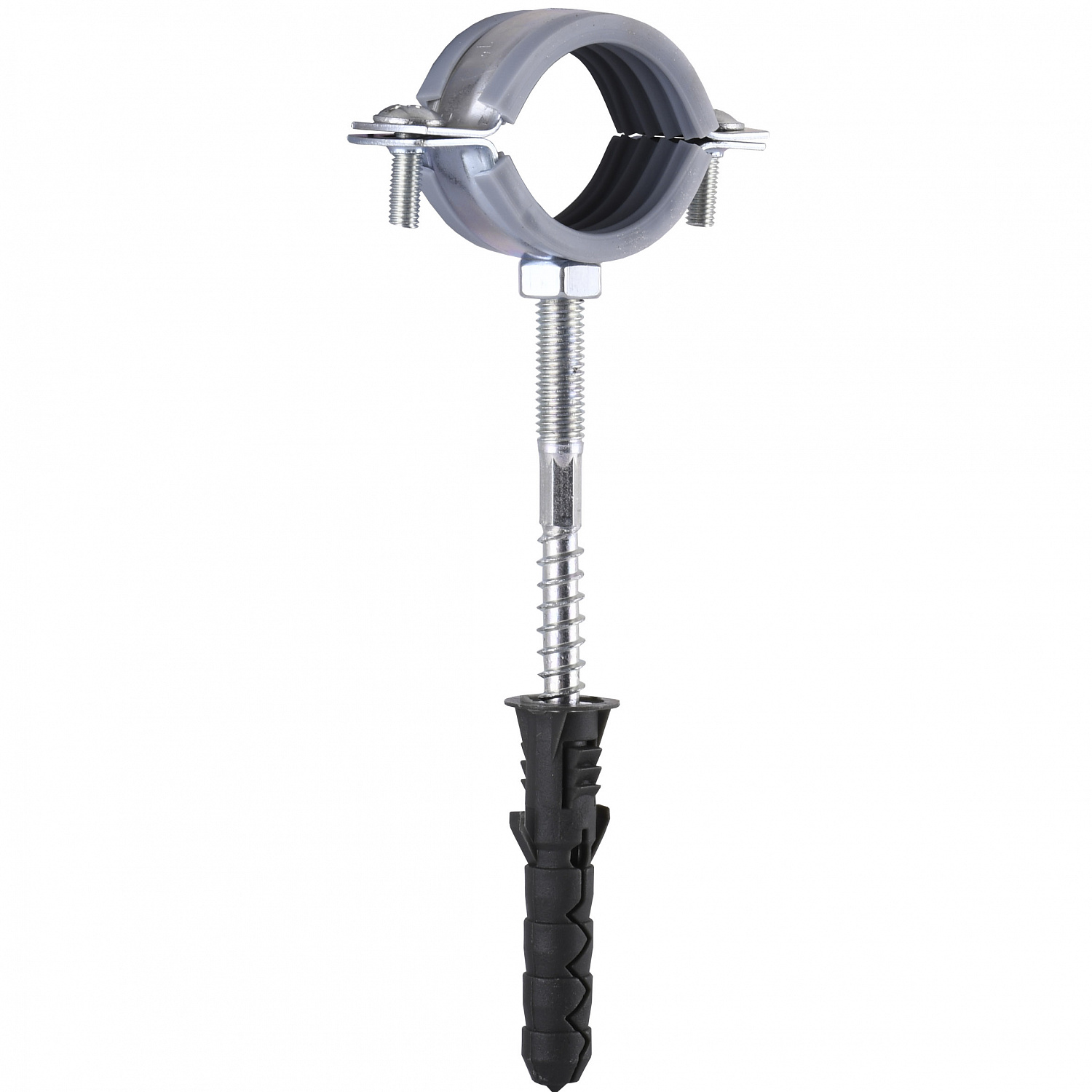 Хомут в зборi CR   1″ (32-37мм) з гвинтом-шурупом 8*80 та дюбелем в уп., сірий в інтернет-магазині Yago