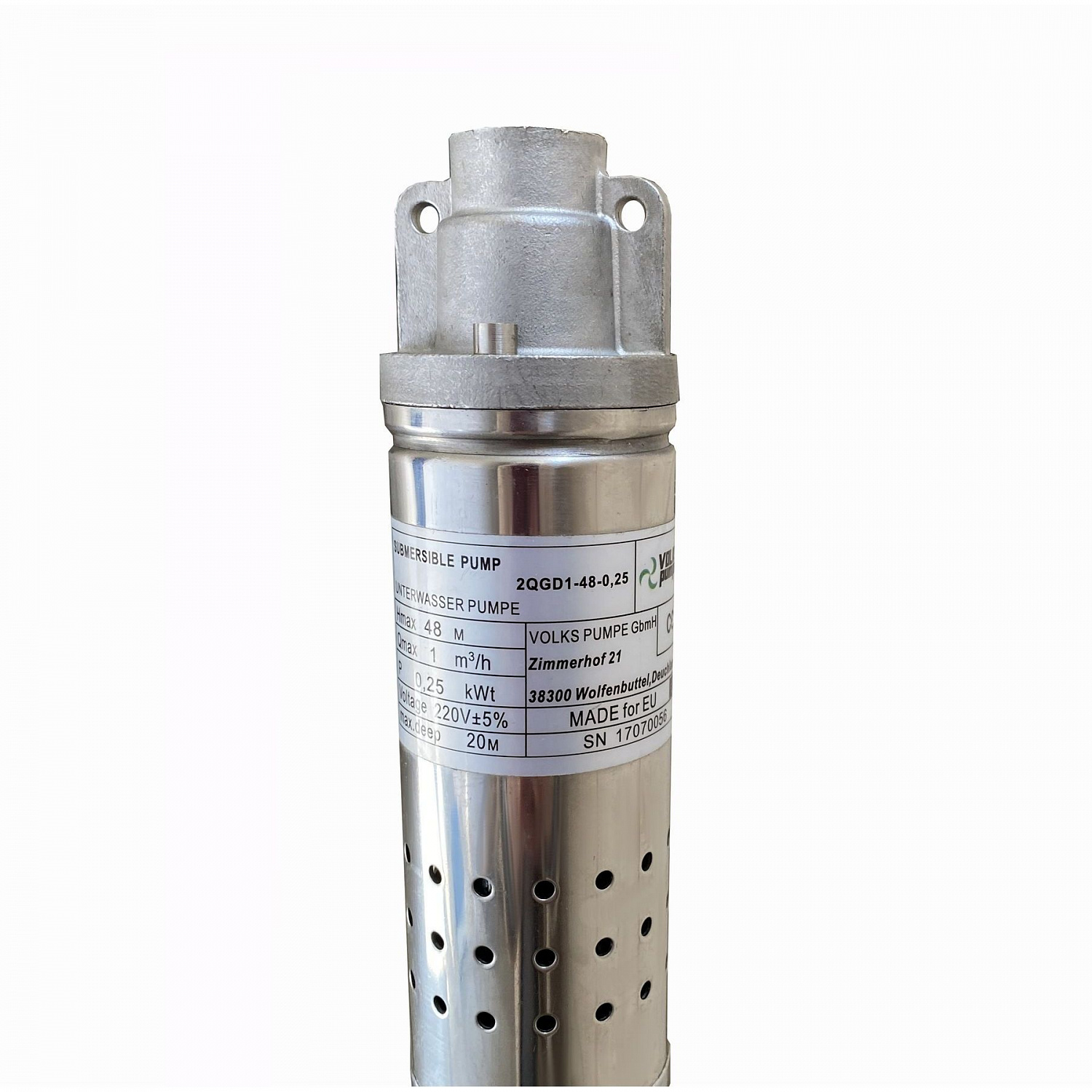 Насос свердловинний шнековий  VOLKS pumpe  2QGD 1-48-0,25кВт 2 дюйми! + кабель 15м в інтернет-магазині Yago