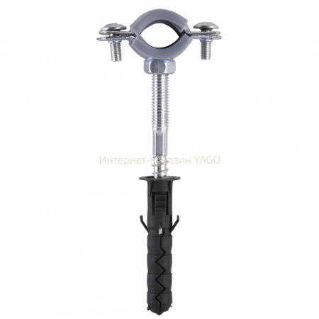 Хомут в зборi CR     3/8″ (16-19мм) з гвинтом-шурупом 8*80 та дюбелем в уп., сірий в інтернет-магазині Yago
