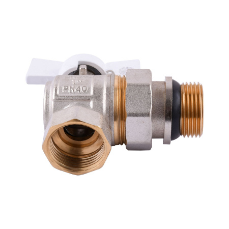 Кран кульовий кутовий з американкою Q PROFESSIONAL QP004 PN40 1″ антипротікання, Білий метелик в інтернет-магазині Yago