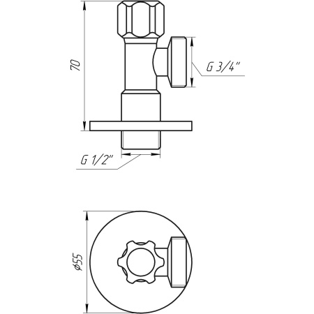 Кран вентильний кутовий SOLOMON 1/2″х 3/4″ 160403 в інтернет-магазині Yago