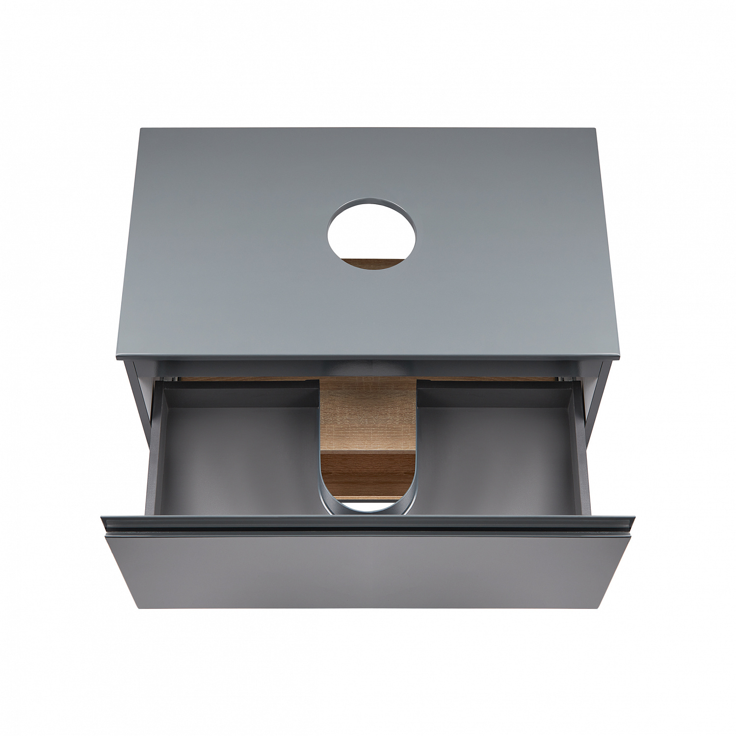 Тумба підвісна Qtap Robin 600х476х437 Graphite/Whitish oak зі стільницею QT1379TPН6002GWO