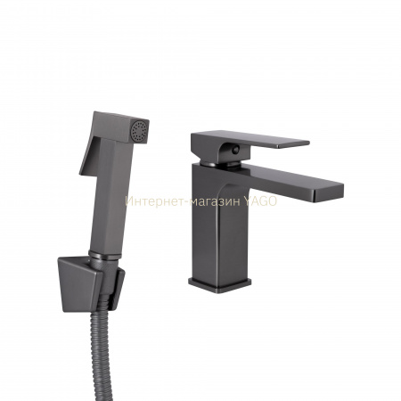 Змішувач для раковини Qtap Gemini (з гігієнічним душем) QTGEM272GMB45692 Gunmetal Black PVD
