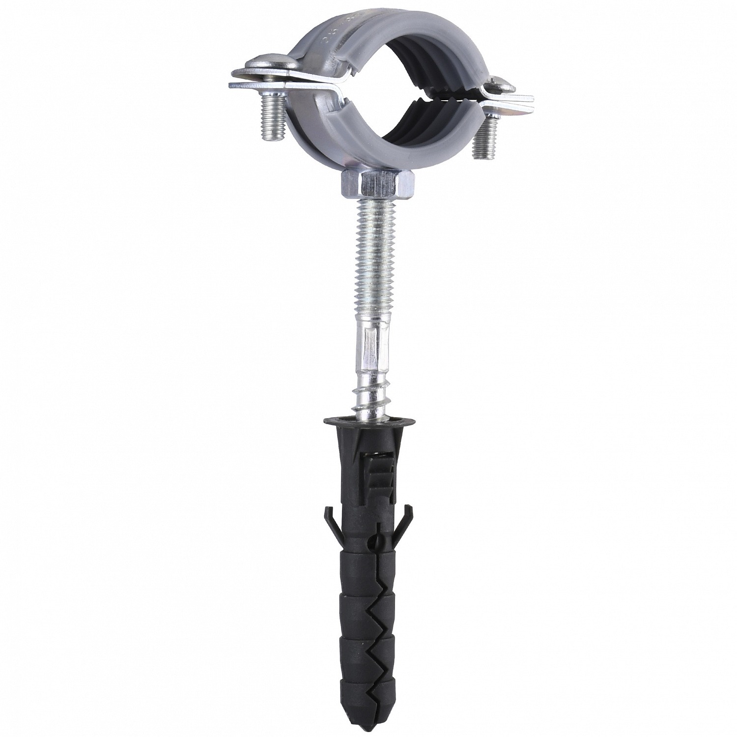 Хомут в зборi CR    3/4″ (25-30мм) з гвинтом-шурупом 8*80 та дюбелем в уп., сірий в інтернет-магазині Yago