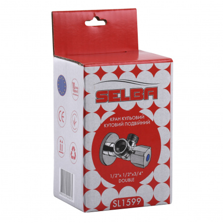 Кран кульовий кутовий подвійний SELBA 1/2″х 1/2″х3/4″ DOUBLE (SL1599) в інтернет-магазині Yago