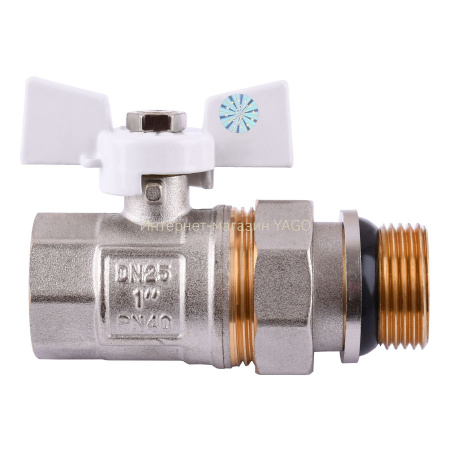 Кран кульовий з американкою Q PROFESSIONAL QP003 PN40 1″ антипротікання, Білий метелик в інтернет-магазині Yago