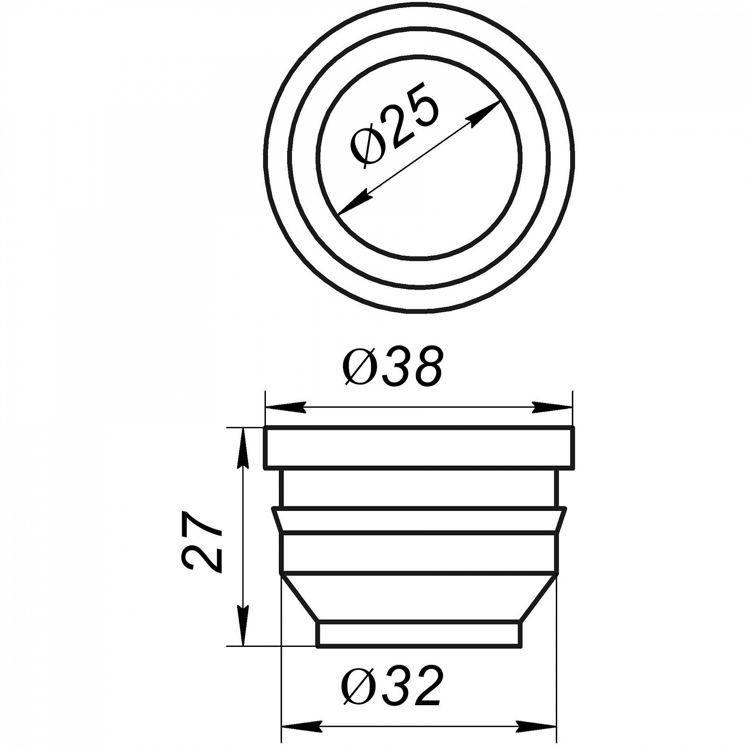 Редукція гумова VSplast 32/25 (чорна) в інтернет-магазині Yago