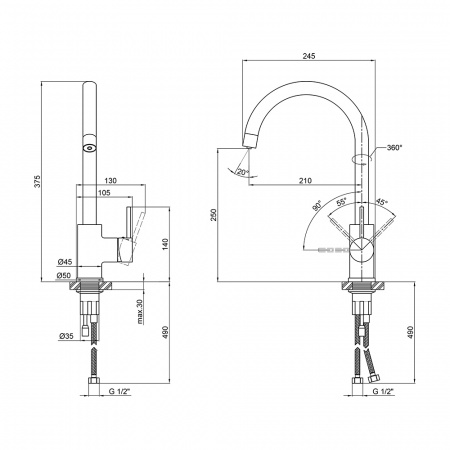 Змішувач для кухні Qtap Spring з вбудованим краном для питної води 007F-2 U
