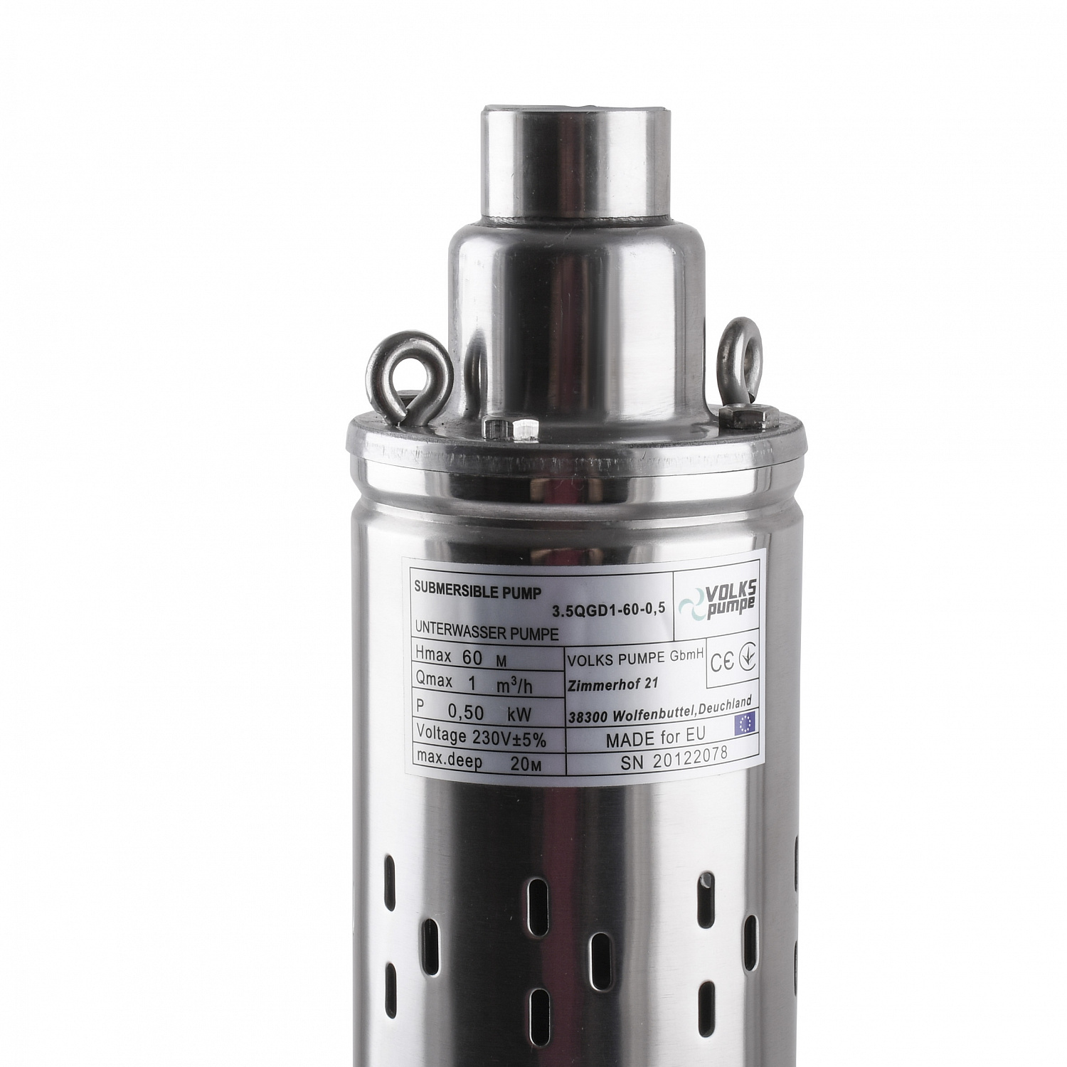 Насос свердловинний шнековий VOLKS pumpe 3,5 QGD 1-60-0,5кВт 3,5  дюйми + кабель 15м в інтернет-магазині Yago