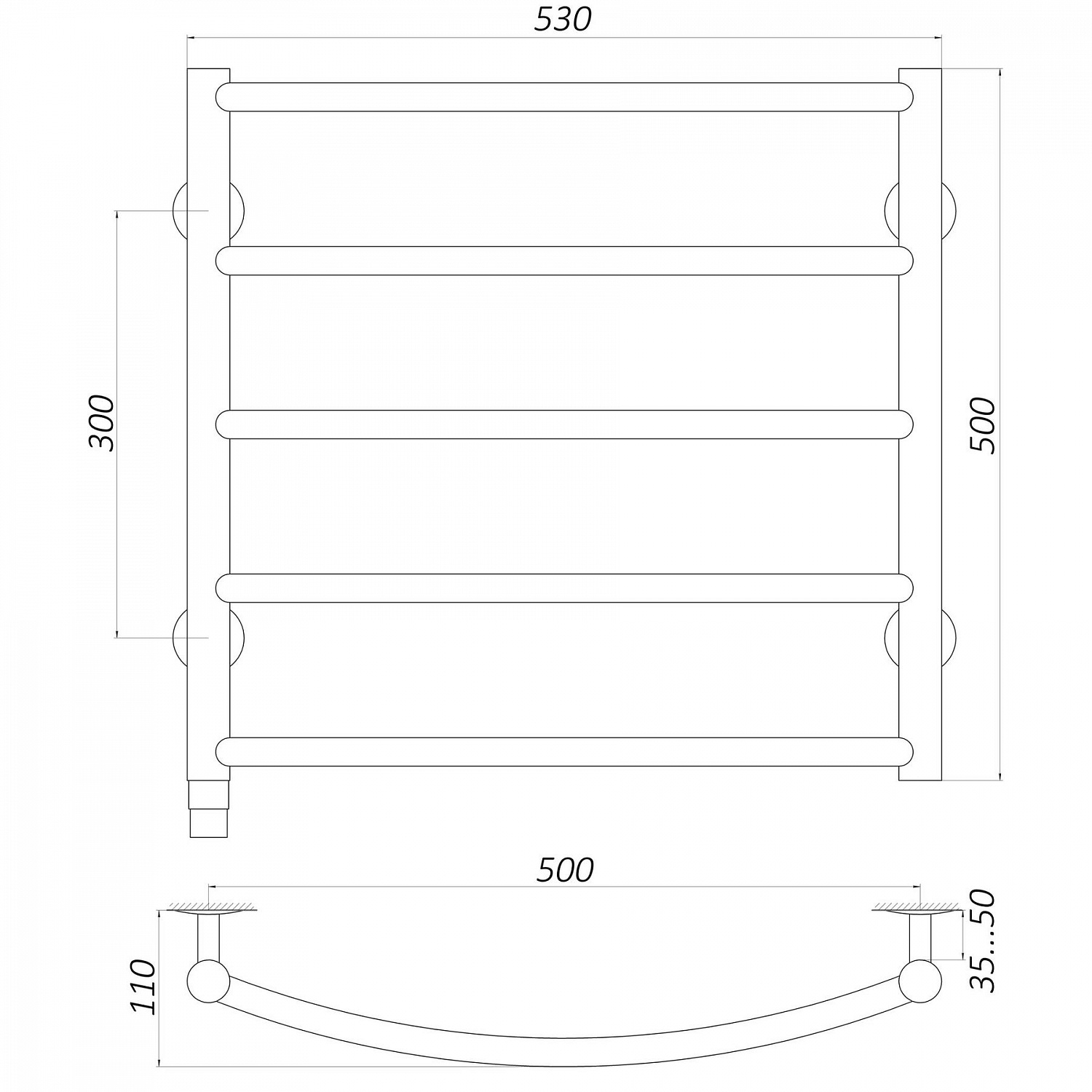 Рушникосушарка UNIO LD ER 500-500-5 BLK Драбинка Дуга електро чорна в інтернет-магазині Yago