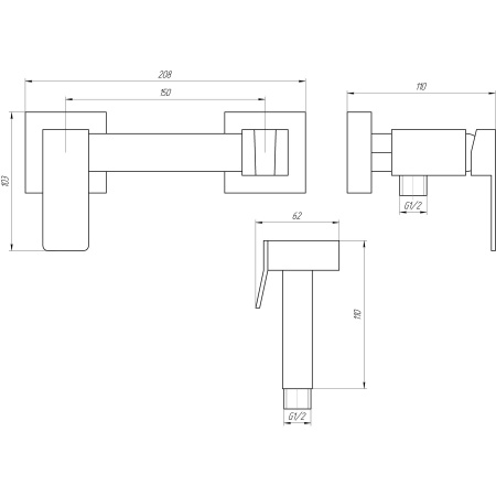 Змішувач гігієнічний Globus Lux  Niagara GLN-5-106MIX-SS
