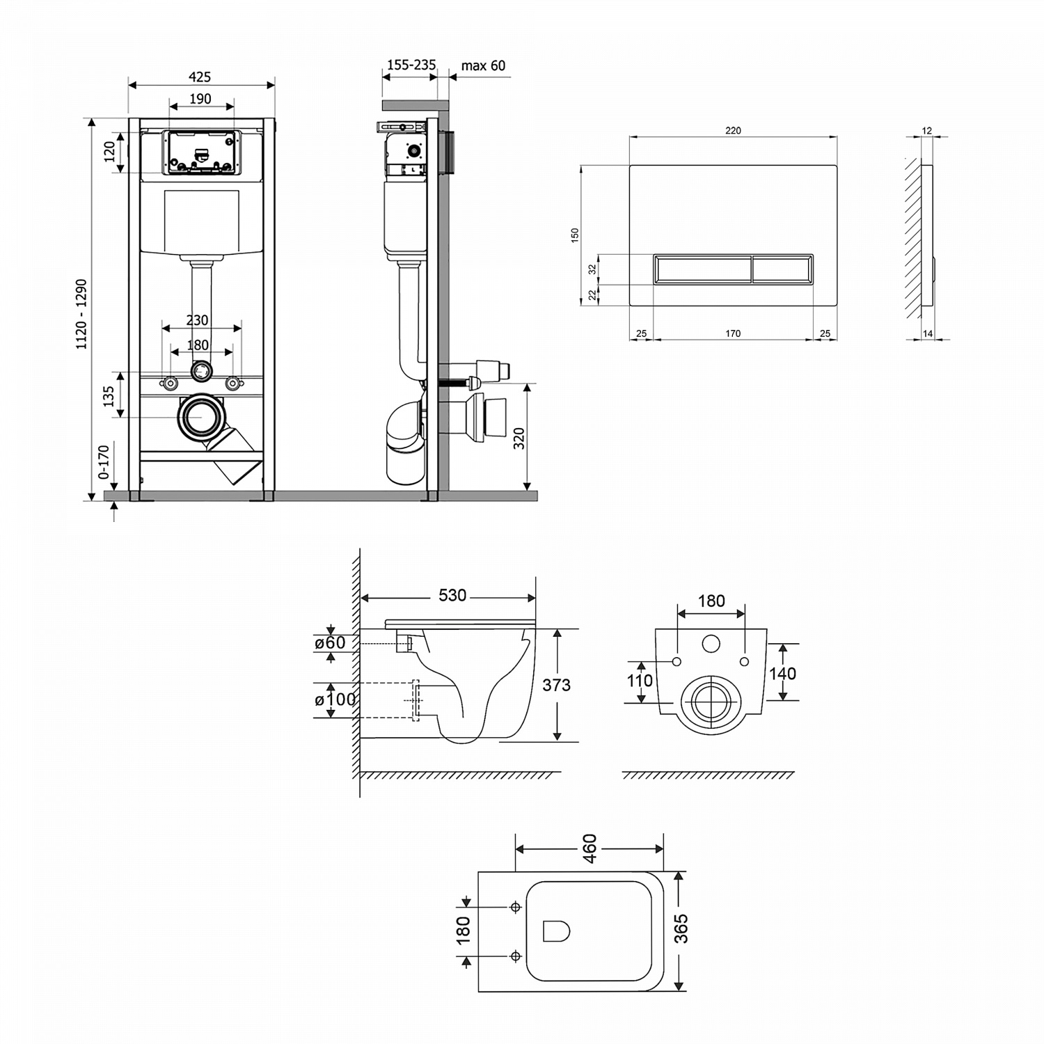 Готове рішення Qtap для ванної кімнати: підвісний унітаз Gemini Ultra Quiet + комплект інсталяції Nest 4 в 1 (лінійна клавіша Chrome)