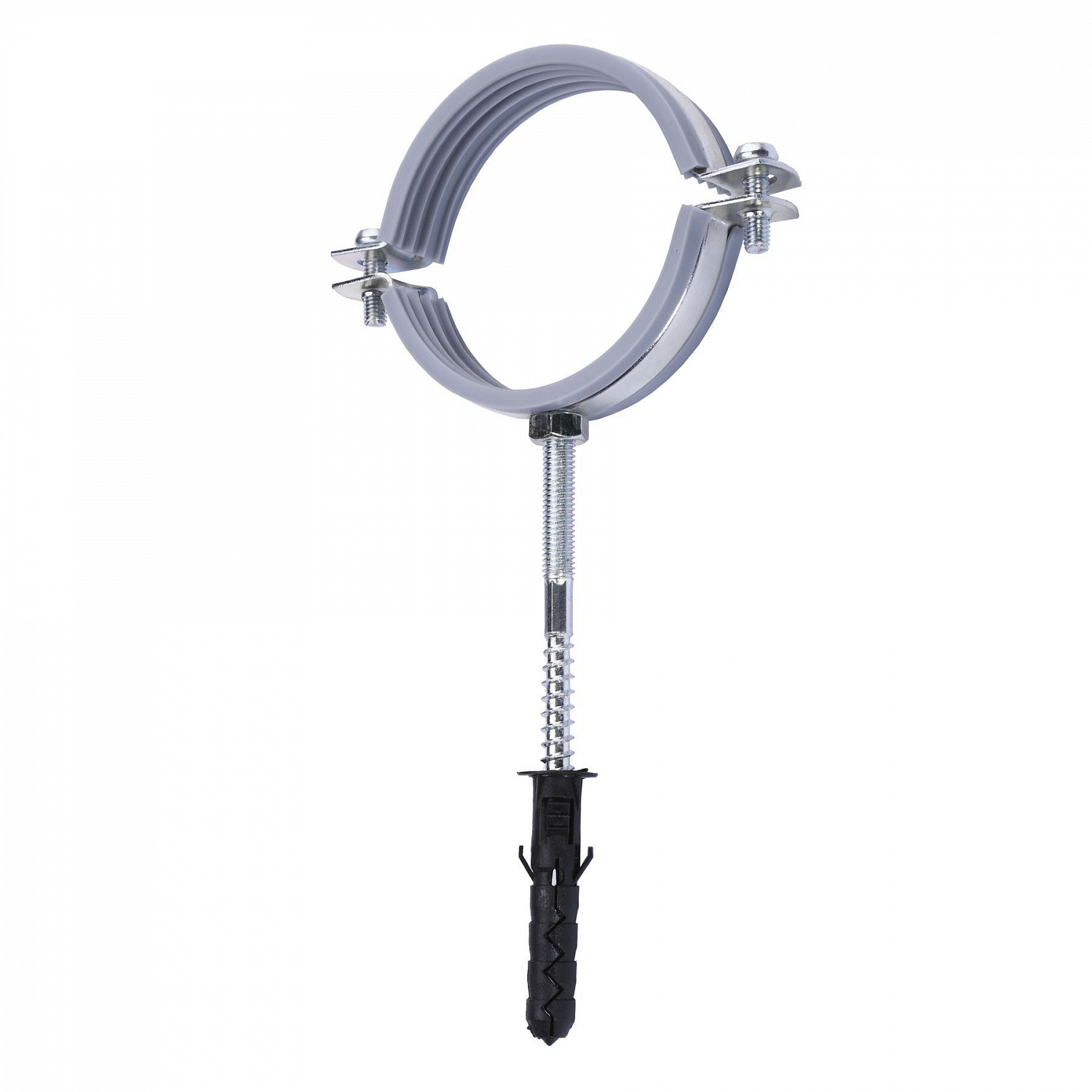 Хомут в зборi CR 2 1/2″ (70-80мм) з гвинтом-шурупом 8*100 та дюбелем в уп., сірий в інтернет-магазині Yago