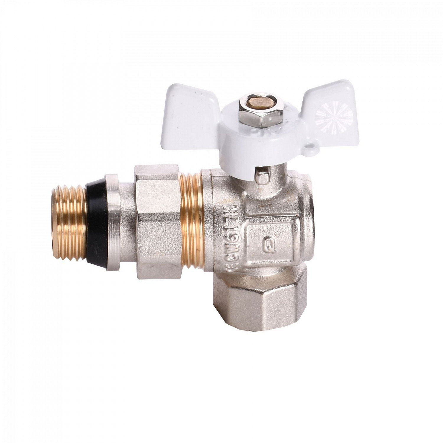 Кран кульовий кутовий з американкою Q PROFESSIONAL QP004 PN40 1/2″ антипротікання, Білий метелик в інтернет-магазині Yago