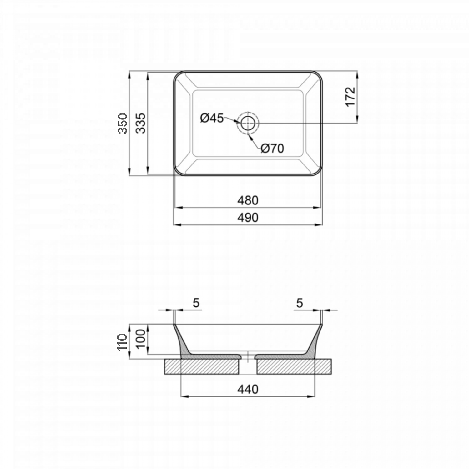 Раковина-чаша Qtap Virgo 490х350х110 White QT18112261WN