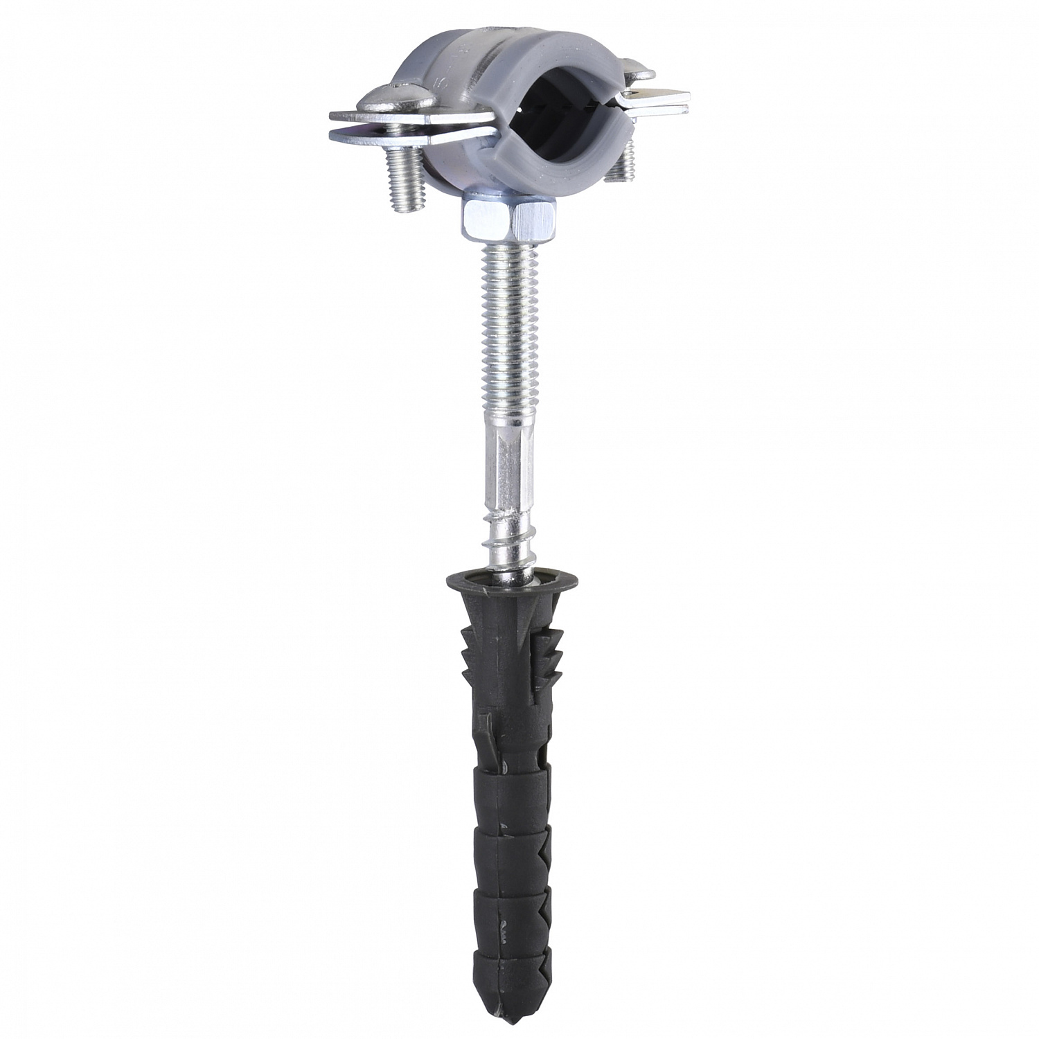 Хомут в зборi CR     3/8″ (16-19мм) з гвинтом-шурупом 8*80 та дюбелем в уп., сірий в інтернет-магазині Yago